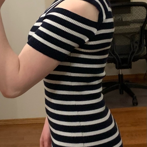 Navy-Blue and White Striped Dress. - Picture 5 of 5